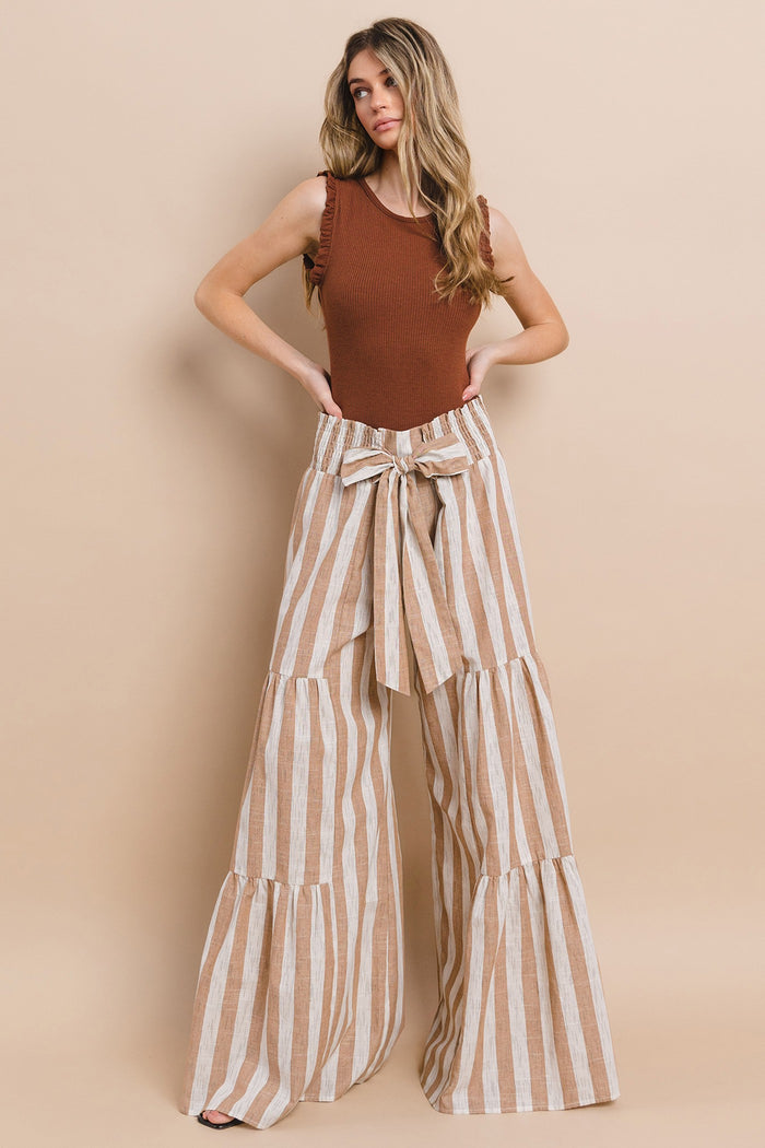 STRIPED LINEN PALAZZO PANTS W2314PIC