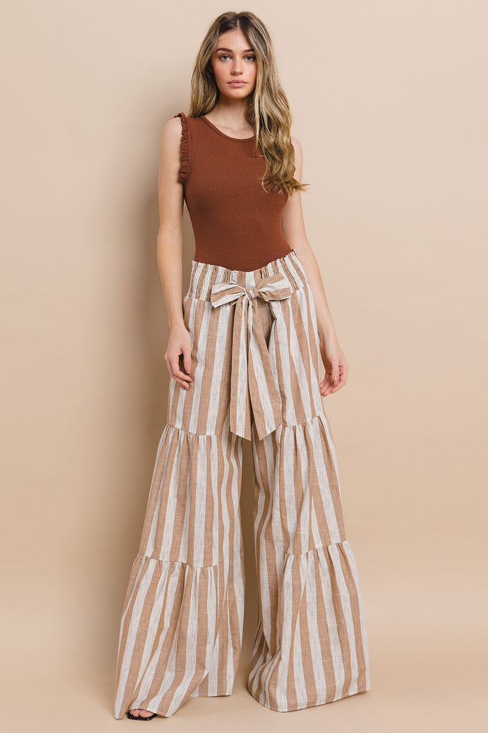 STRIPED LINEN PALAZZO PANTS W2314PIC