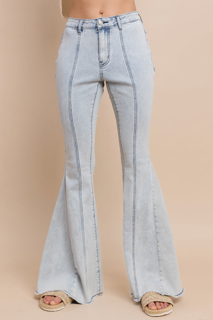 SUEDE STAR DETAILED FLARED PANTS W2317PIA