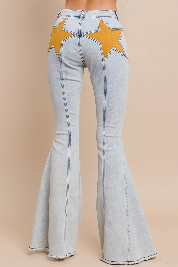 SUEDE STAR DETAILED FLARED PANTS W2317PIA