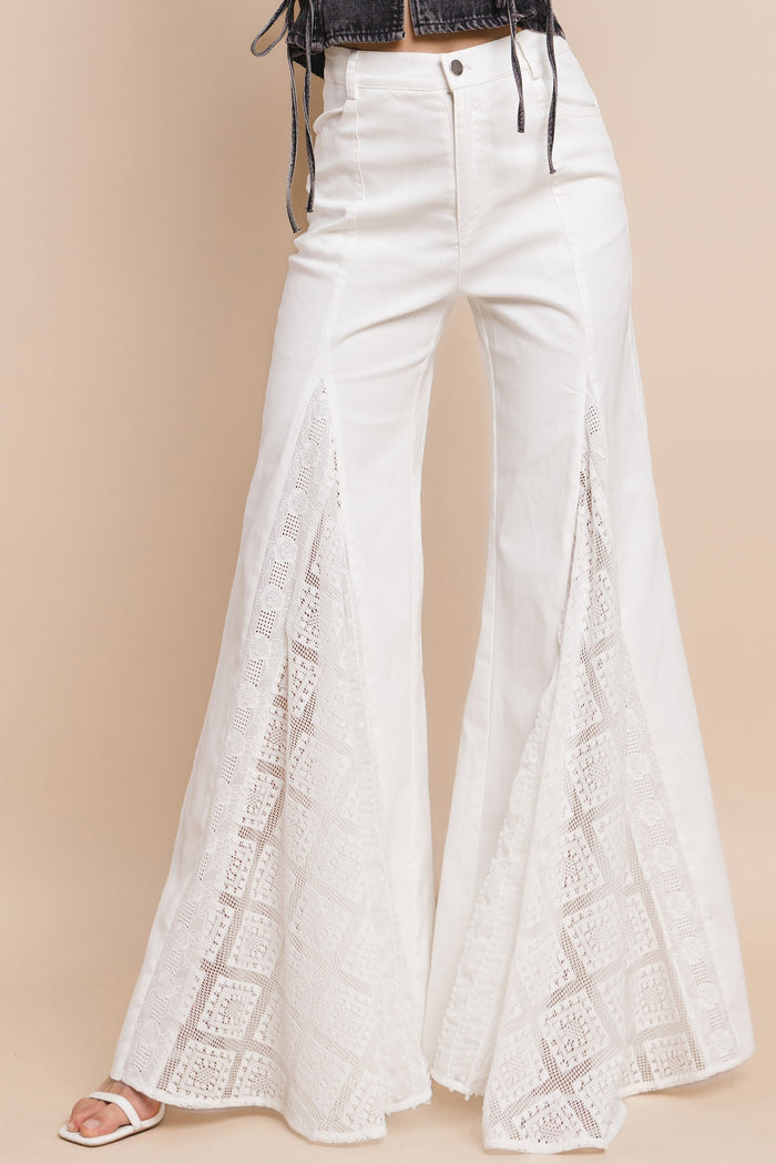 LACE DETAIL WIDE LEG JEANS W2481PIA