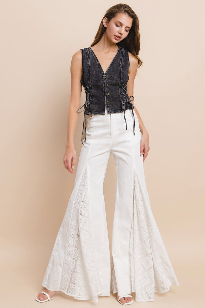 LACE DETAIL WIDE LEG JEANS W2481PIA