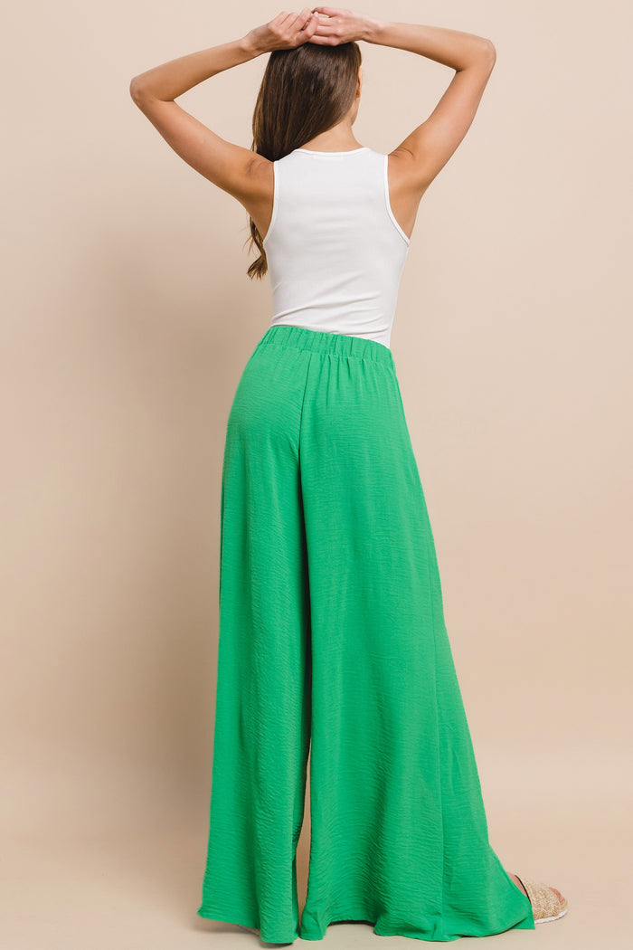 CREPE WOVEN SPLIT LEG PALAZZO PANTS W2327PF