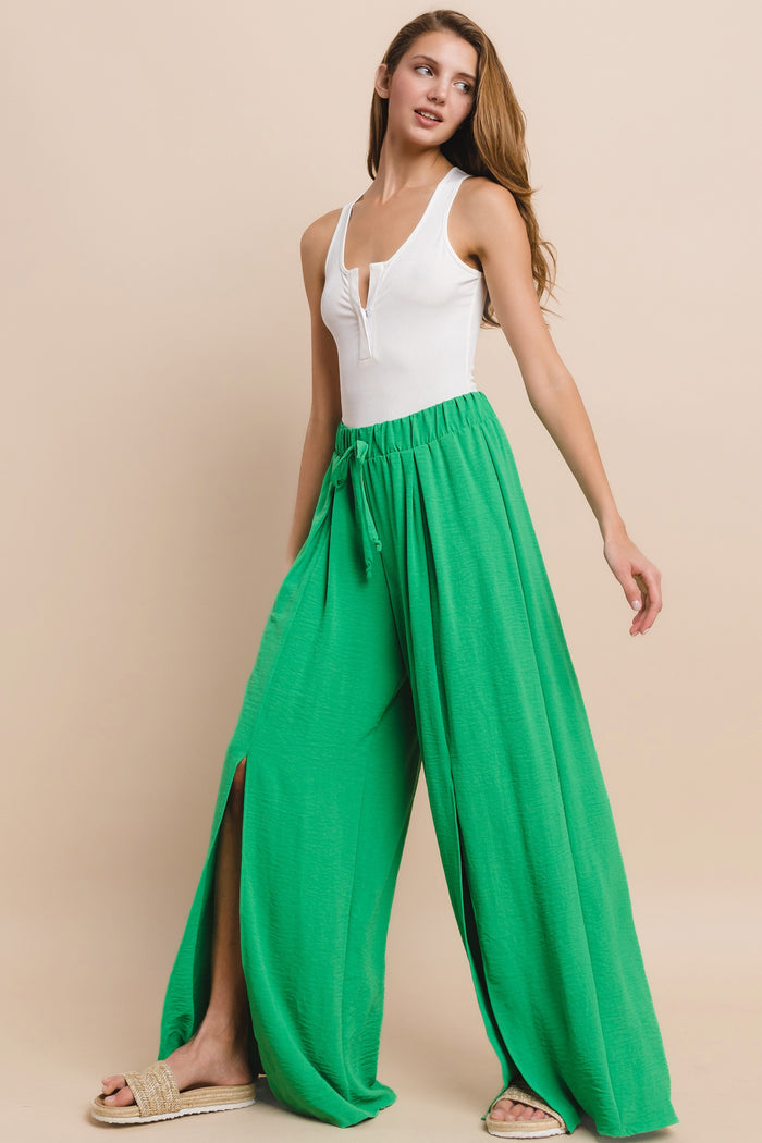 CREPE WOVEN SPLIT LEG PALAZZO PANTS W2327PF