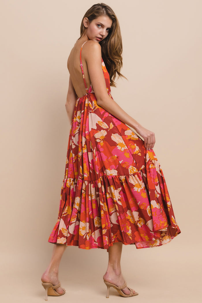 FLORAL WIDE SWEEP MIDI DRESS W3073DA