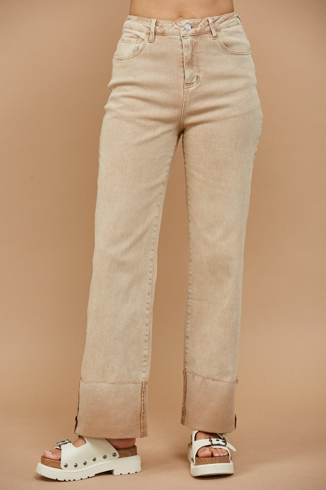 STRAIGHT LEG CUFFED LT DENIM JEANS W2321PIC