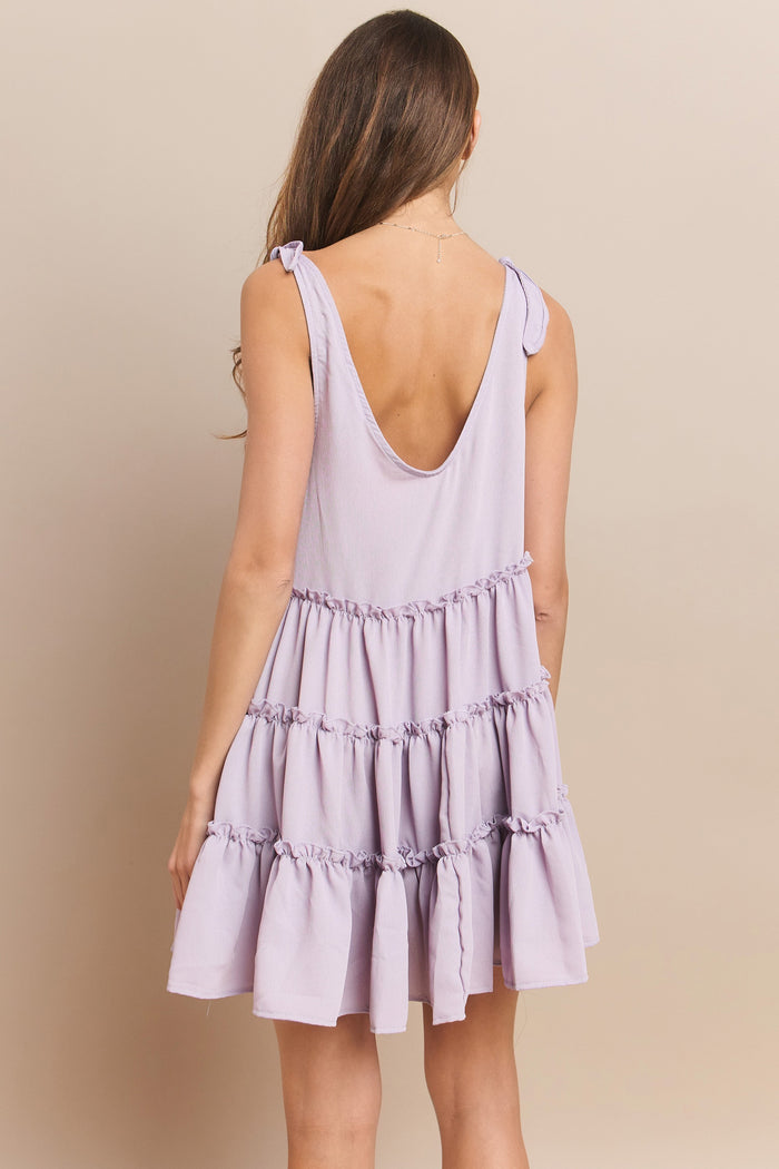 TEXTURED CREPE TIERED BABYDOLL TUNIC DRESS W3115DA