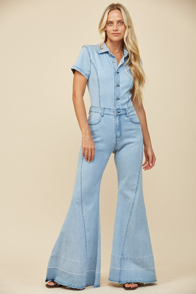 WIDE LEG DENIM JUMPSUIT W4440RIA