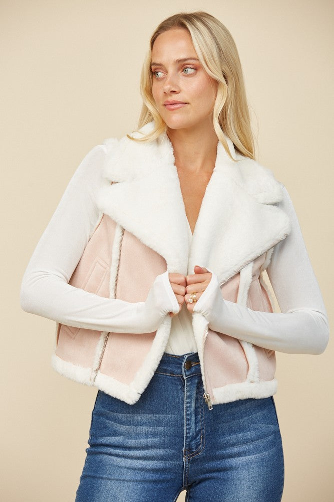 CONTRAST SHEARLING VEST W6433JIA