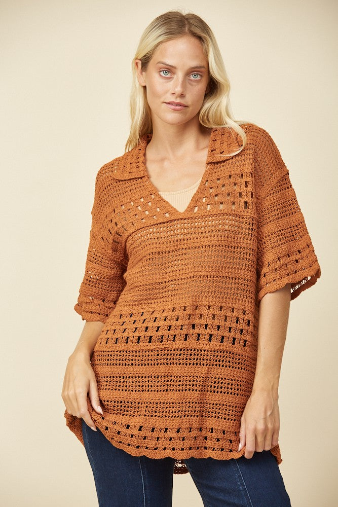 CROCHET TUNIC TOP W1534TIA