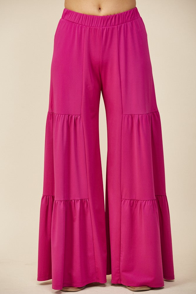 TIERED STRETCHTY YOGA PALAZZO PANTS W2421PD