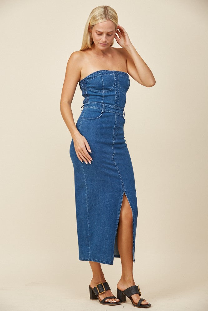 TUBE MIDI DENIM DRESS W3136DIA