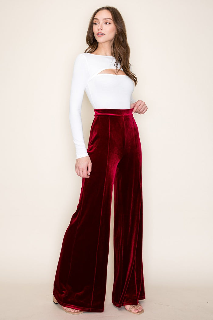 VELVET PALAZZO TROUSER PANTS W2422PIA